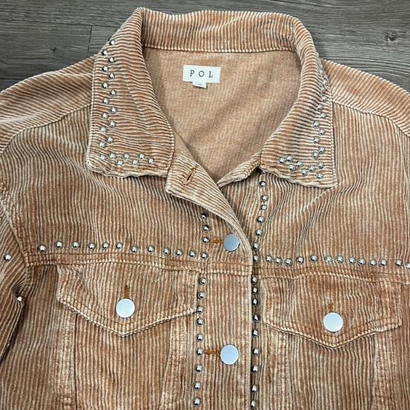 Like New POL Brown Sugar Corduroy Silver Studded Oversized Jacket - Picture 4 of 10